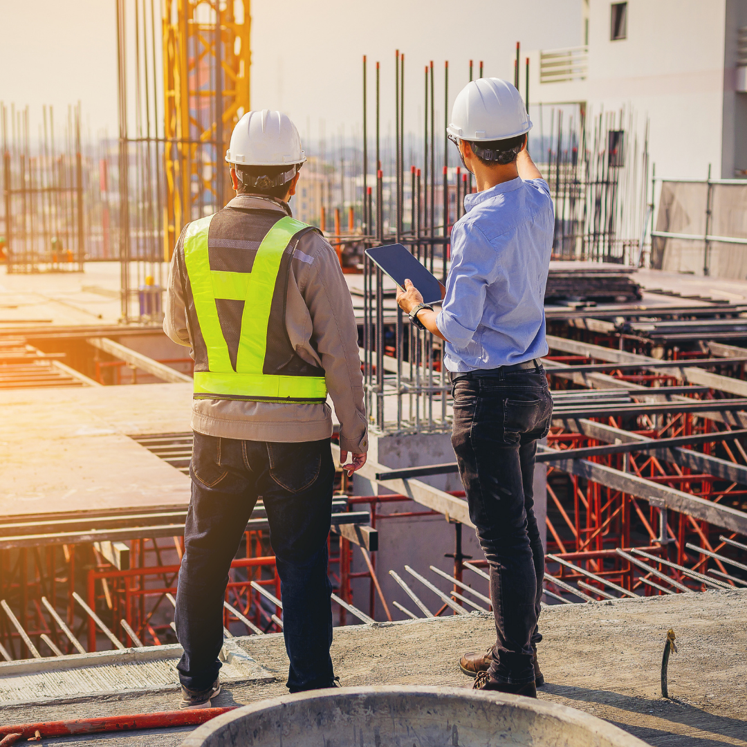 ACG engineers reviewing works on an active construction site